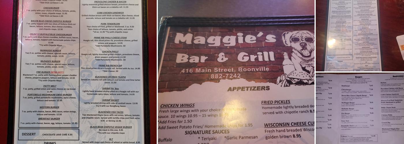 Maggie's Bar and Grill Menu