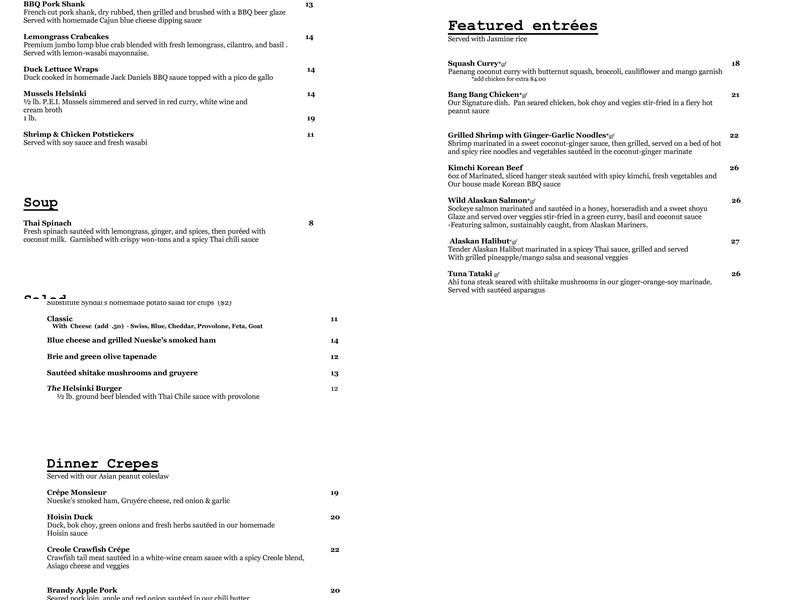 Mr. Helsinki Restaurant and Wine Bar Menu