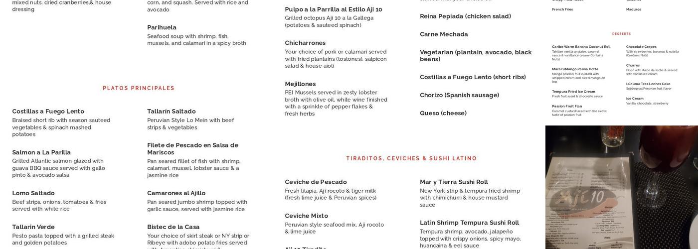Aji 10 Menu