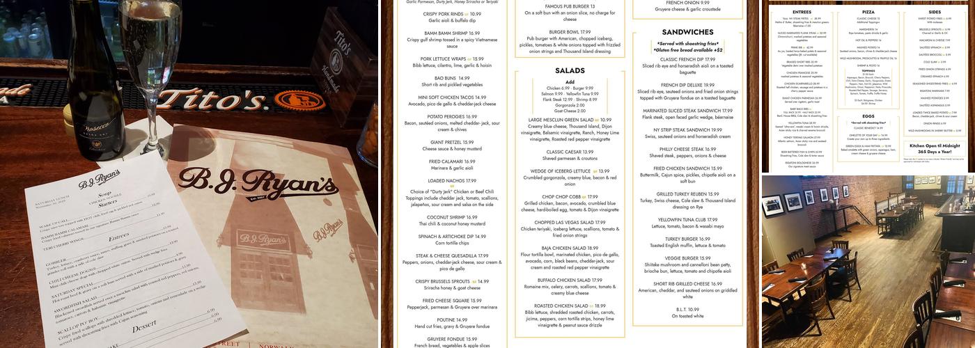 BJ Ryan's Menu