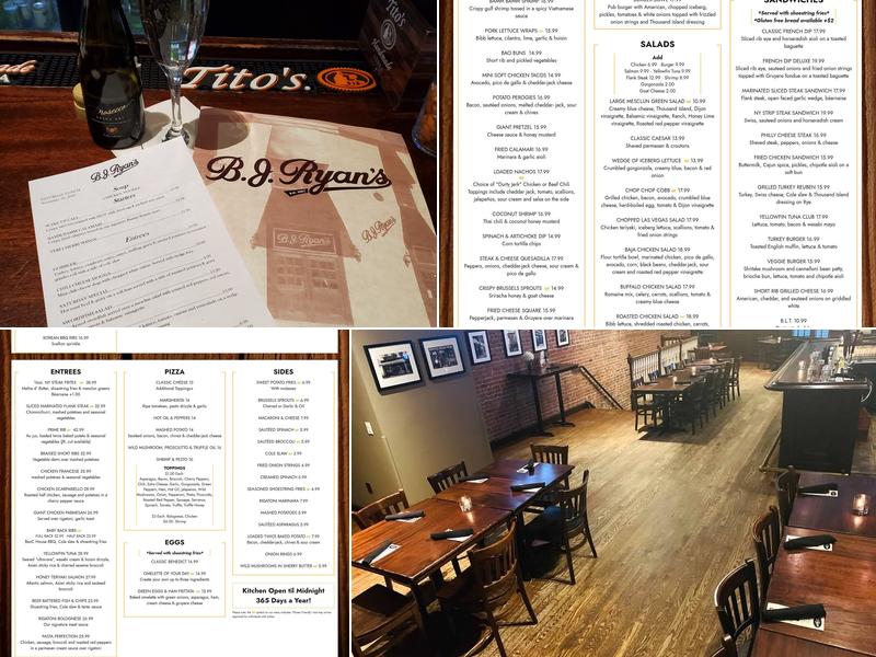 BJ Ryan's Menu