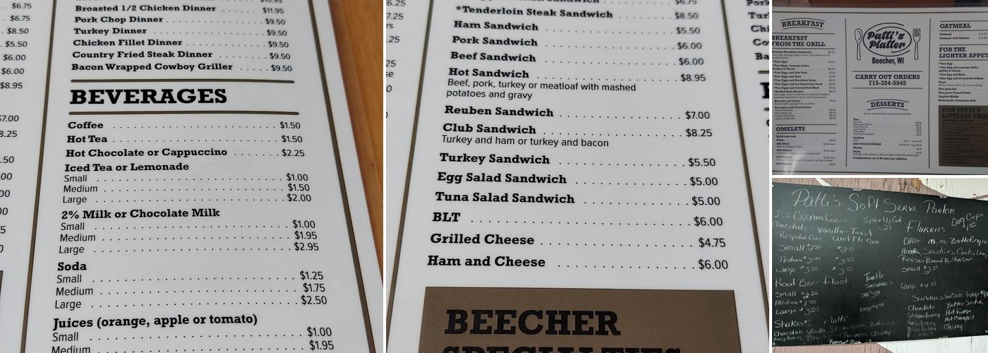 Patti’s Platter Menu