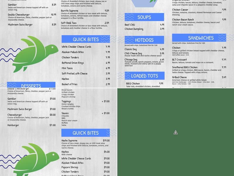 The Reef Menu