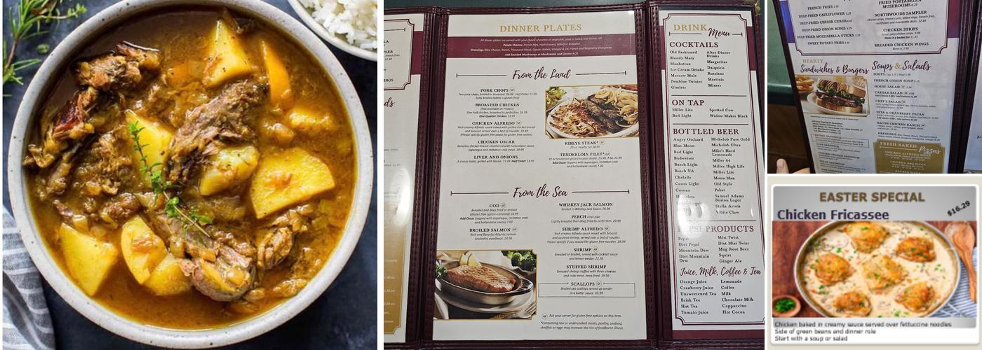 Paris In Pembine Menu