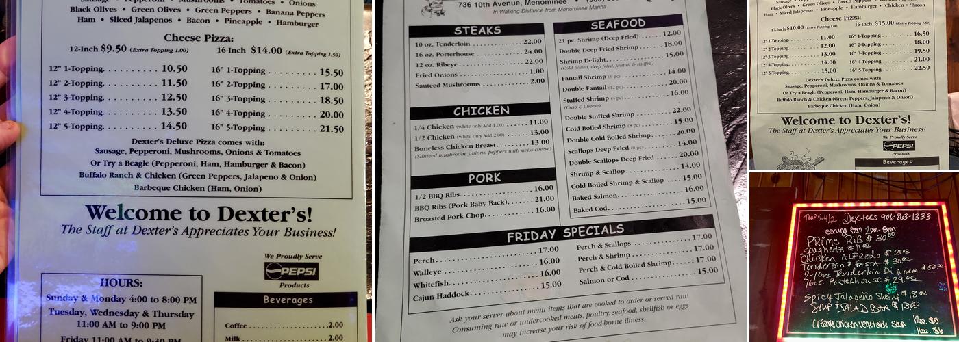 Dexter's Menu