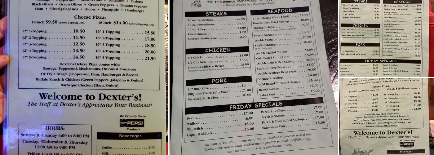 Dexter's Menu