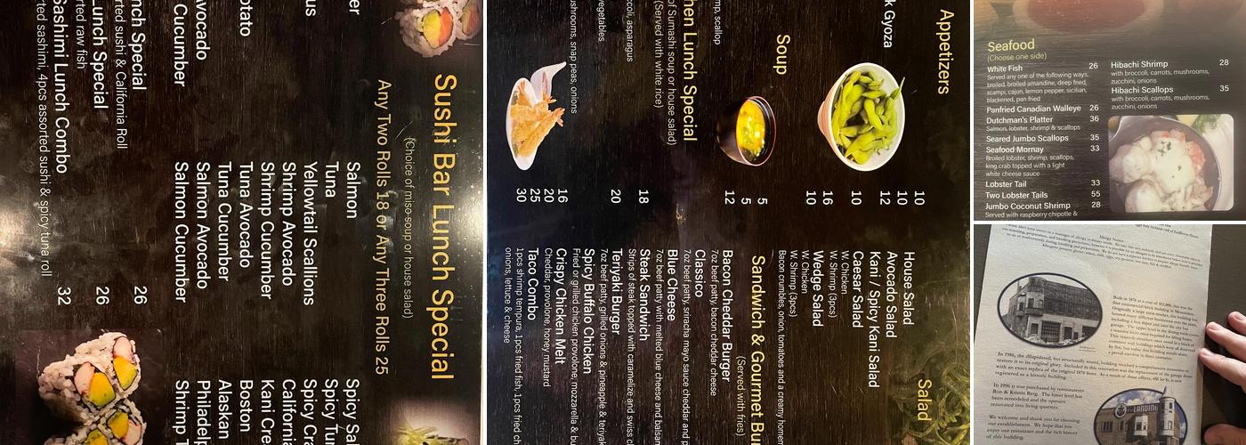 Bergs’ Landing Menu