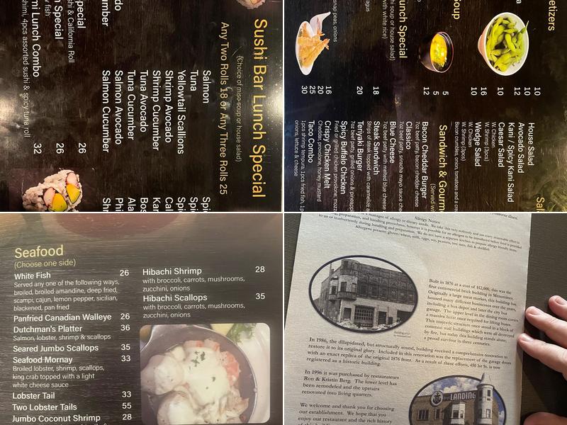 Bergs’ Landing Menu