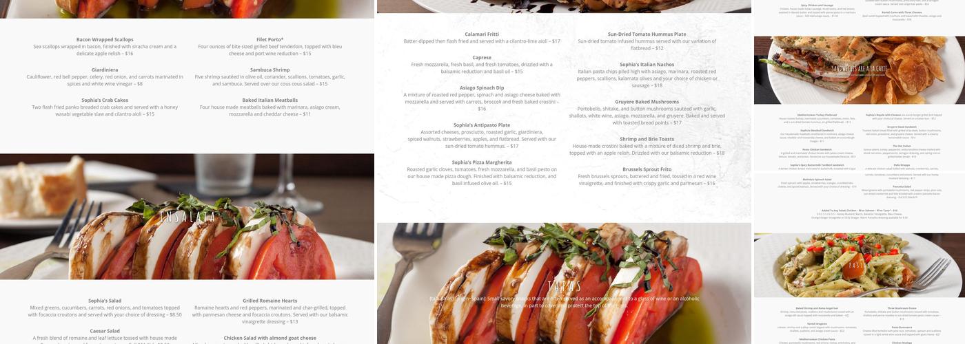 Sophia's Menu