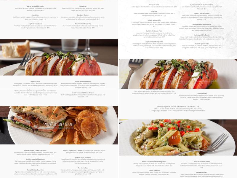 Sophia's Menu