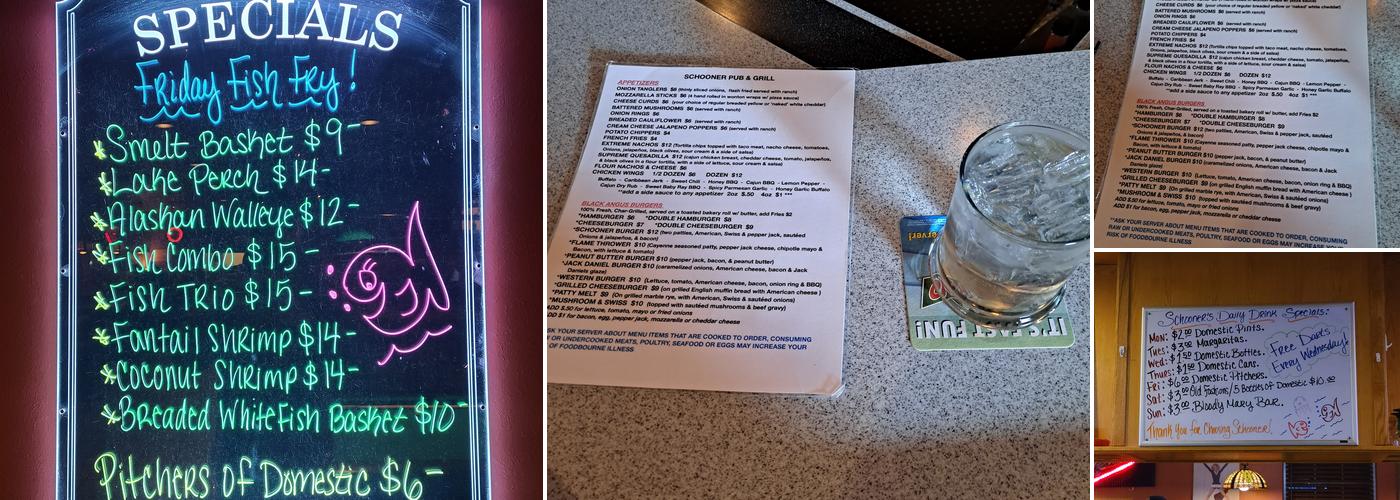 Schooner Pub & Grill Menu