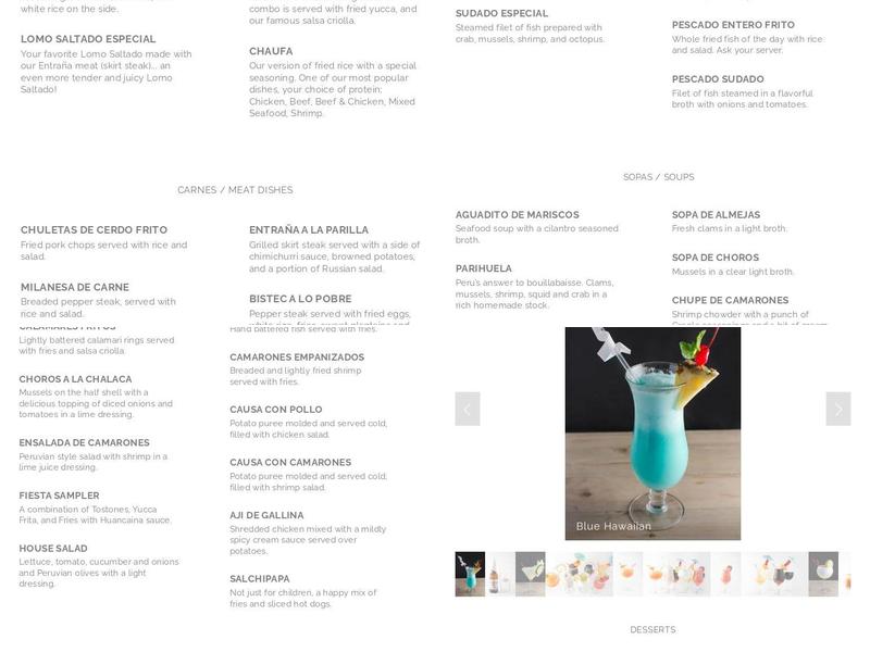 Fiesta Limena Restaurant Menu