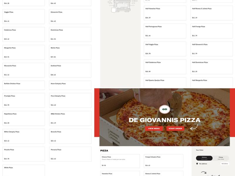 De Giovannis Pizza Menu