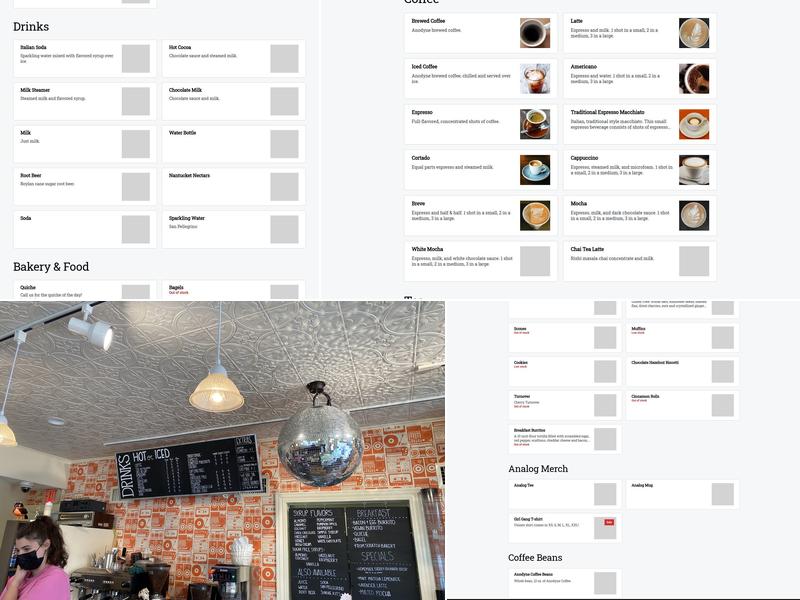 Analog Ice Cream and Coffee Menu