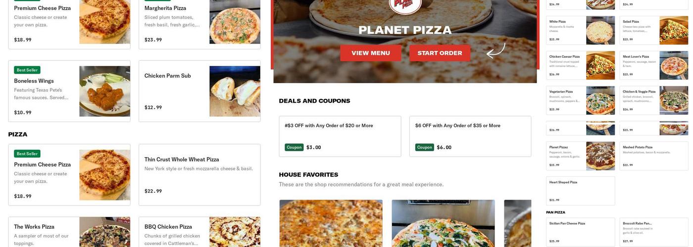 Planet Pizza Menu