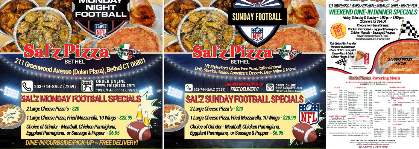 Sal'z Pizza Bethel CT Menu
