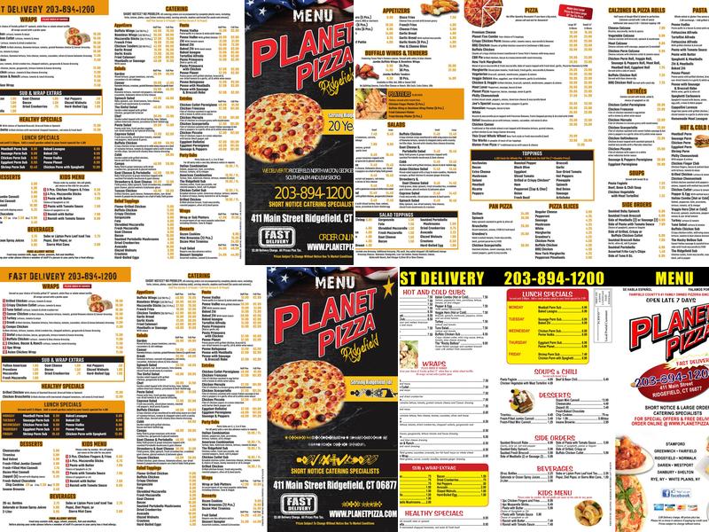 Planet Pizza Menu