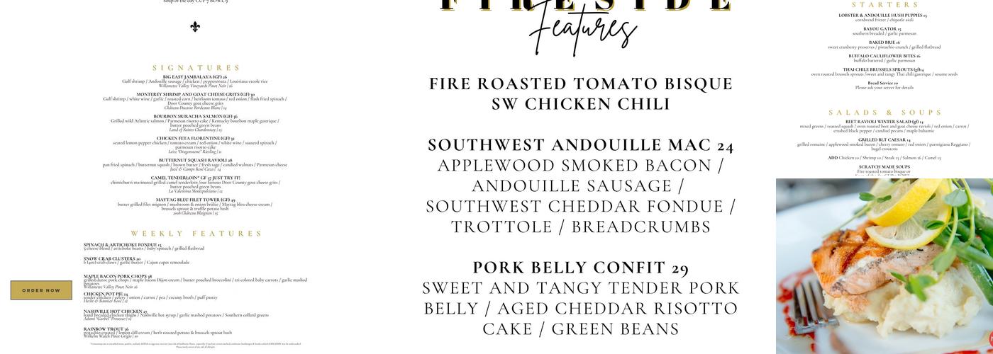 The Fireside Restaurant Menu