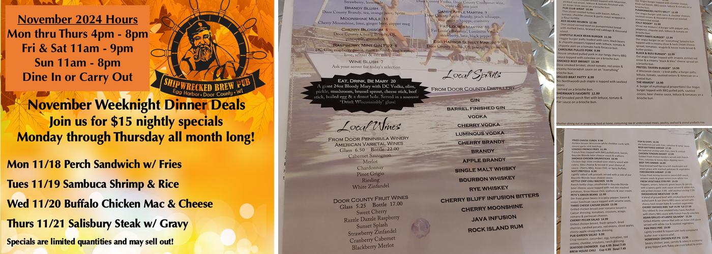 Shipwrecked Brew Pub & Restaurant Menu