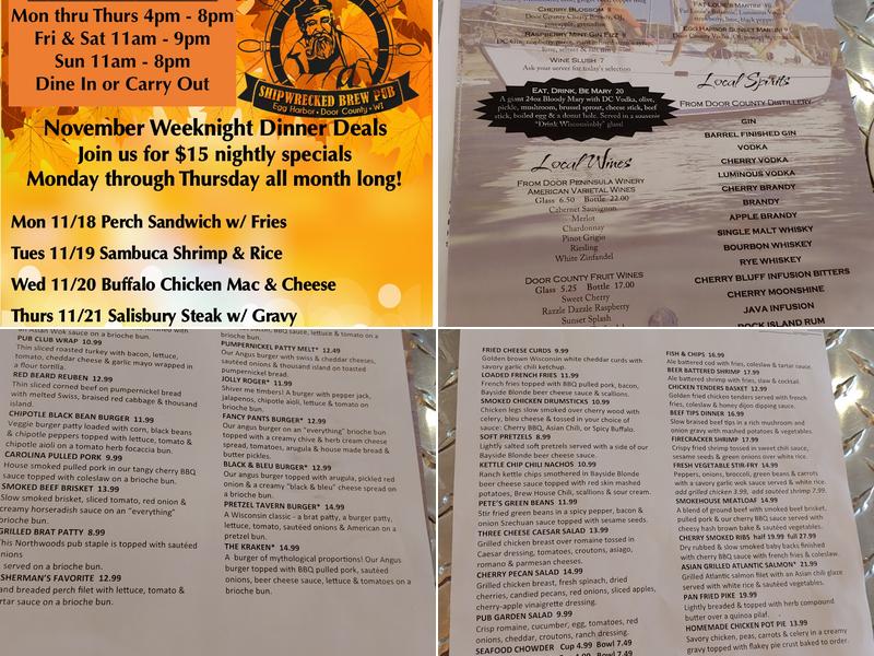 Shipwrecked Brew Pub & Restaurant Menu