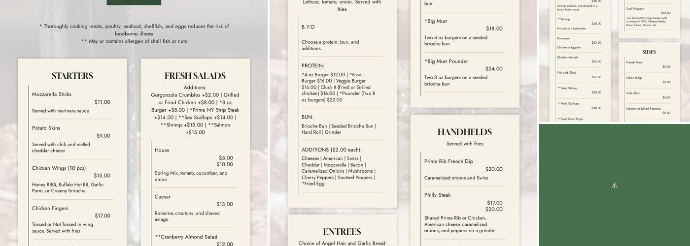 Whitlock's Restaurant Menu