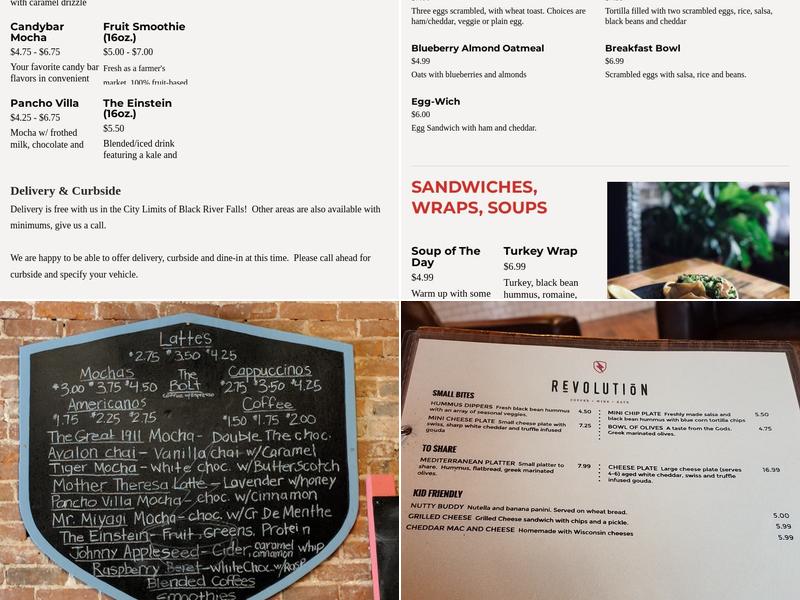 Revolution Coffee Wine Eats Menu