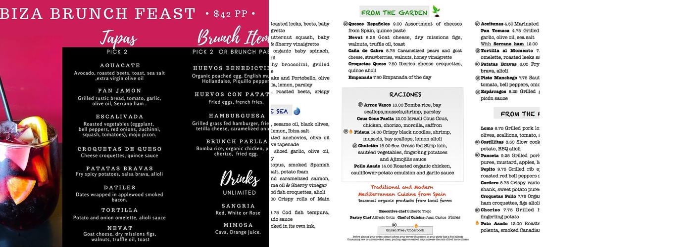 Ibiza Tapas Danbury Menu