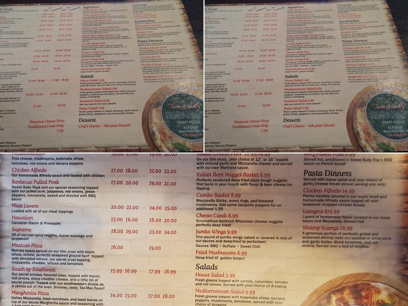Rozario's Craft Pizzas Menu