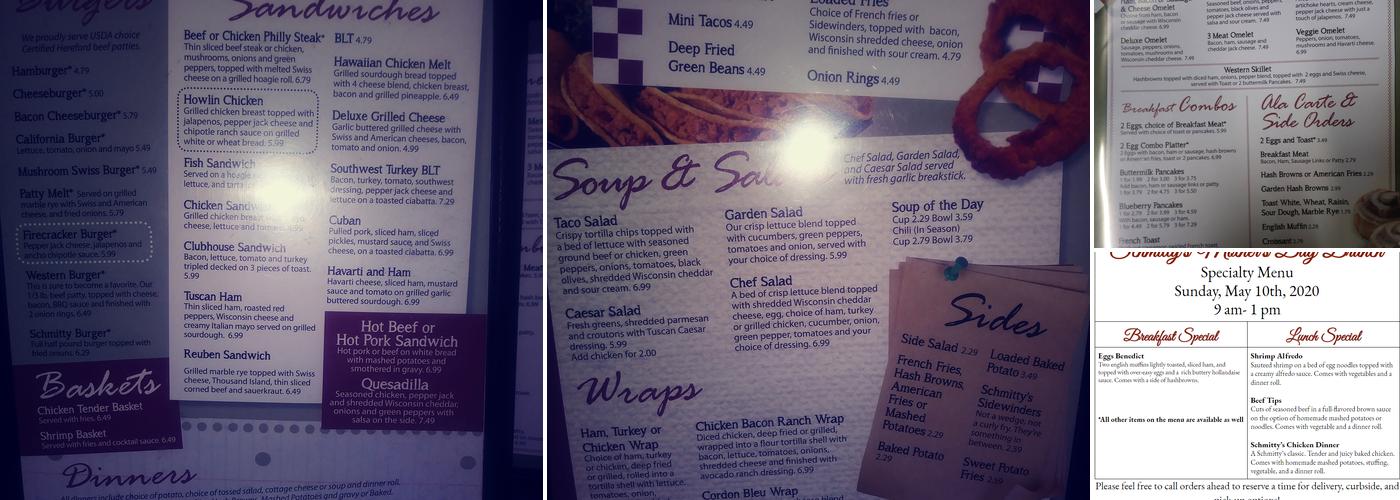 Schmitty's On Main Menu