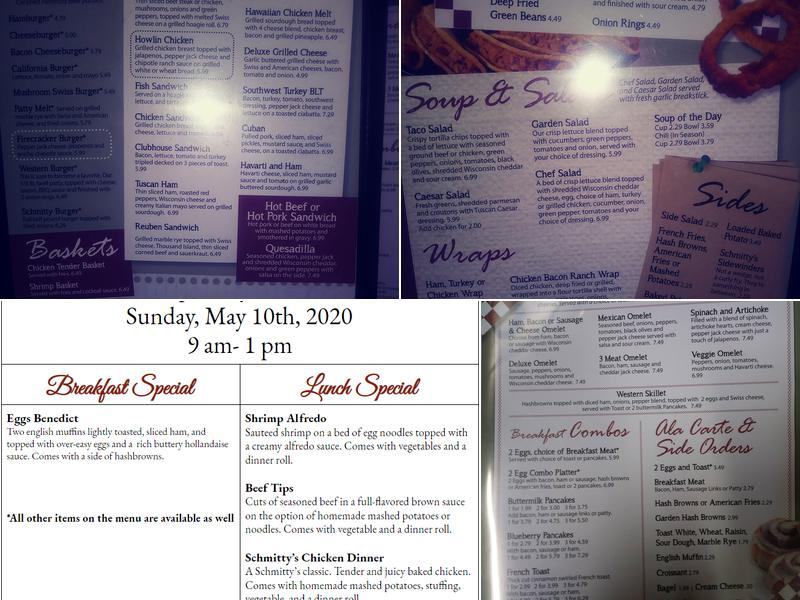 Schmitty's On Main Menu