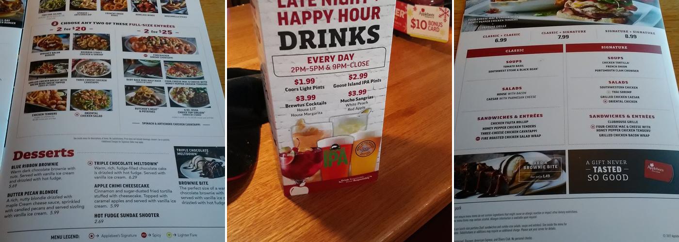 Applebee's Grill + Bar Menu