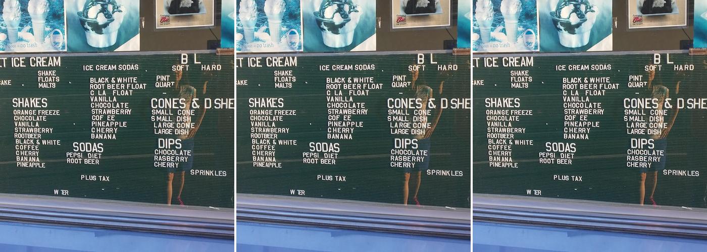 South Street Ice Cream Menu