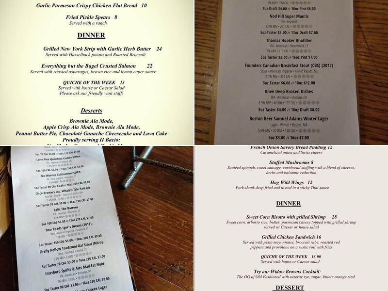 Widow Brown's Cafe Menu