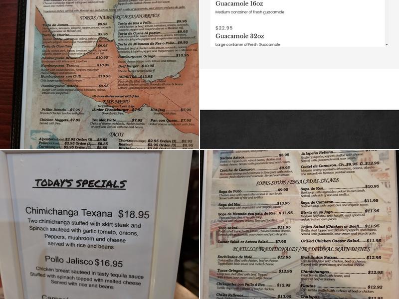 Azteca mexican restaurant Menu