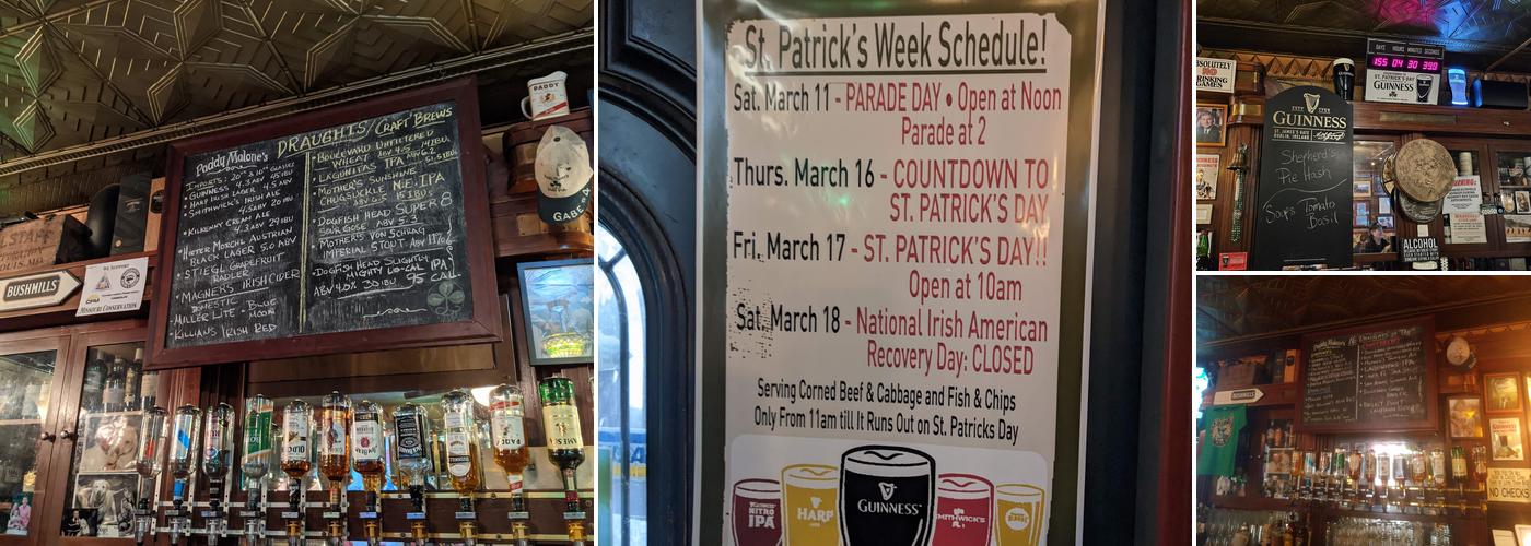 Paddy Malone's Pub Menu