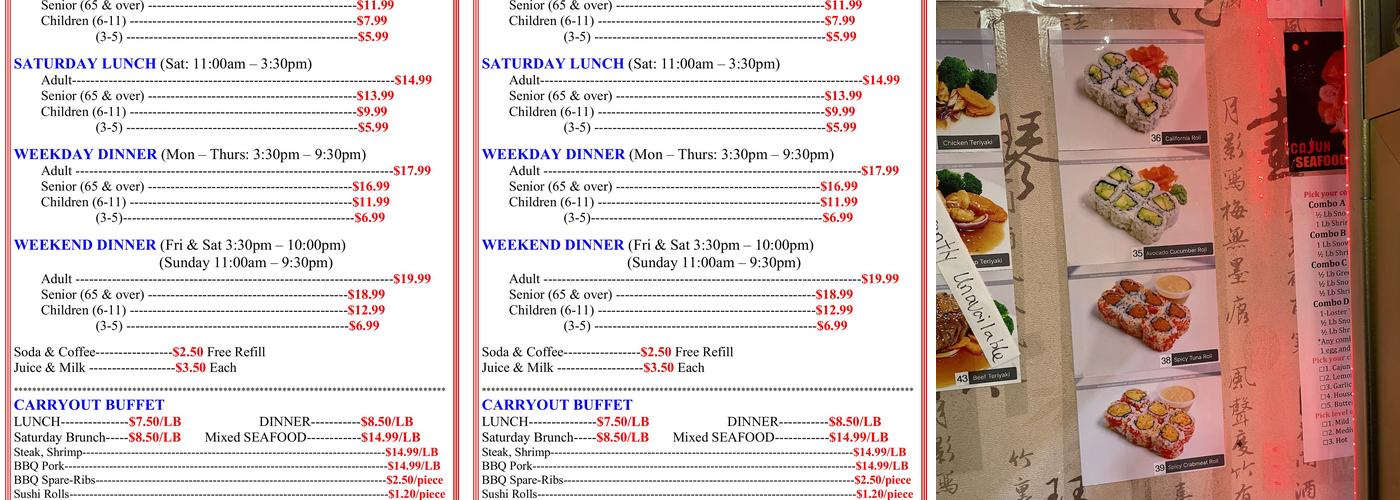 Royal Buffet Sushi and Grill Menu
