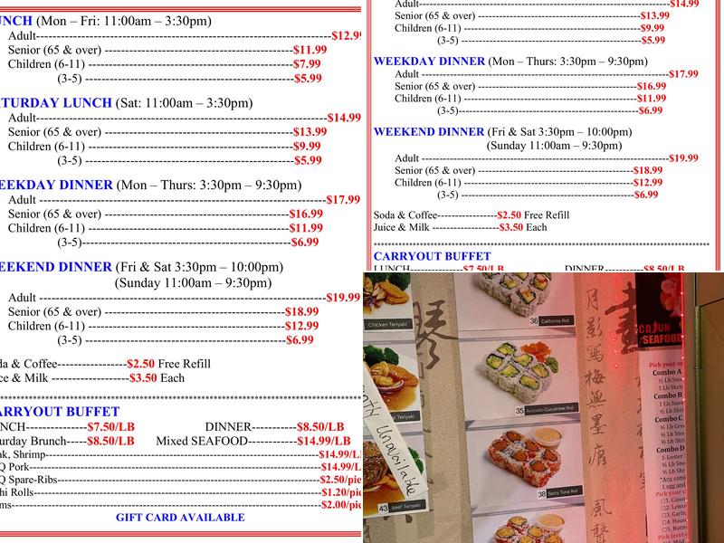 Royal Buffet Sushi and Grill Menu