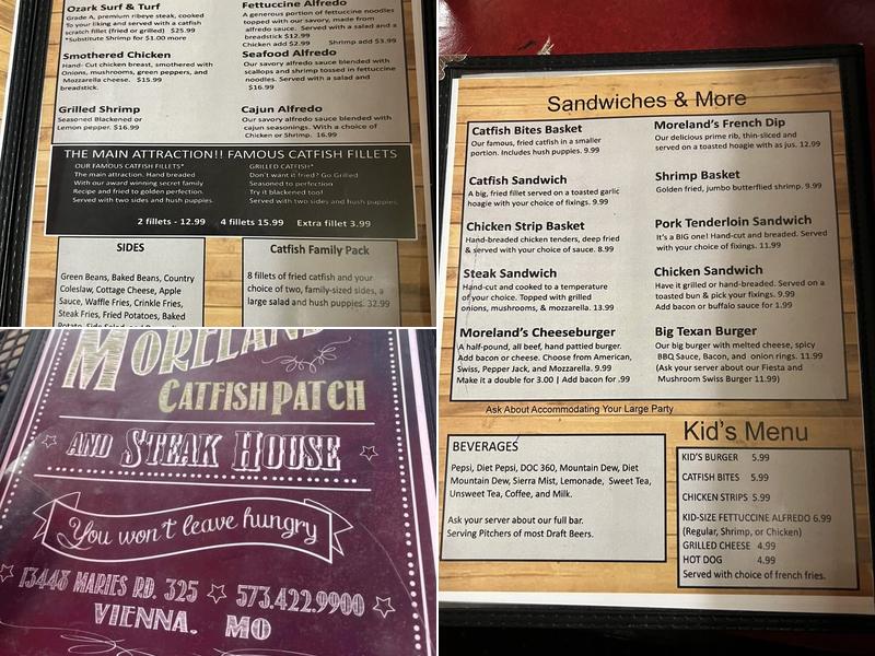 Moreland's Catfish Patch & Steakhouse Menu