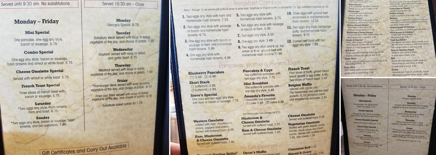 Oscar's Restaurant Menu