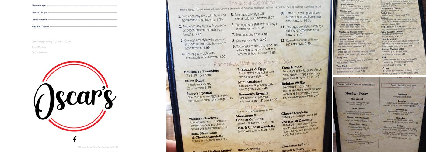 Oscar's Restaurant Menu