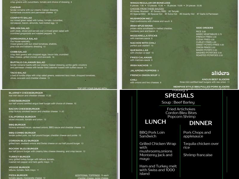 Tom & Jerry's Bar & Grill Menu