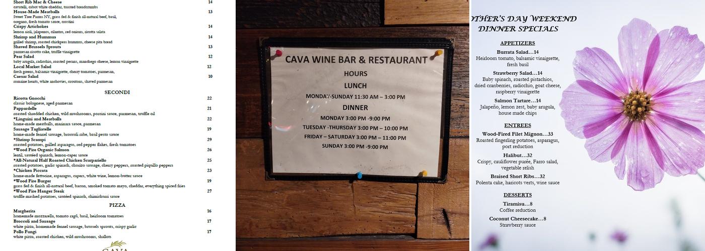 Cava Wine Bar & Wood Grille Menu