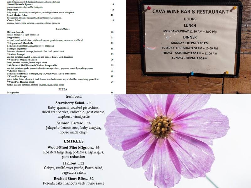 Cava Wine Bar & Wood Grille Menu