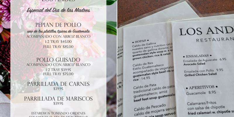 Los Andes Restaurant Menu