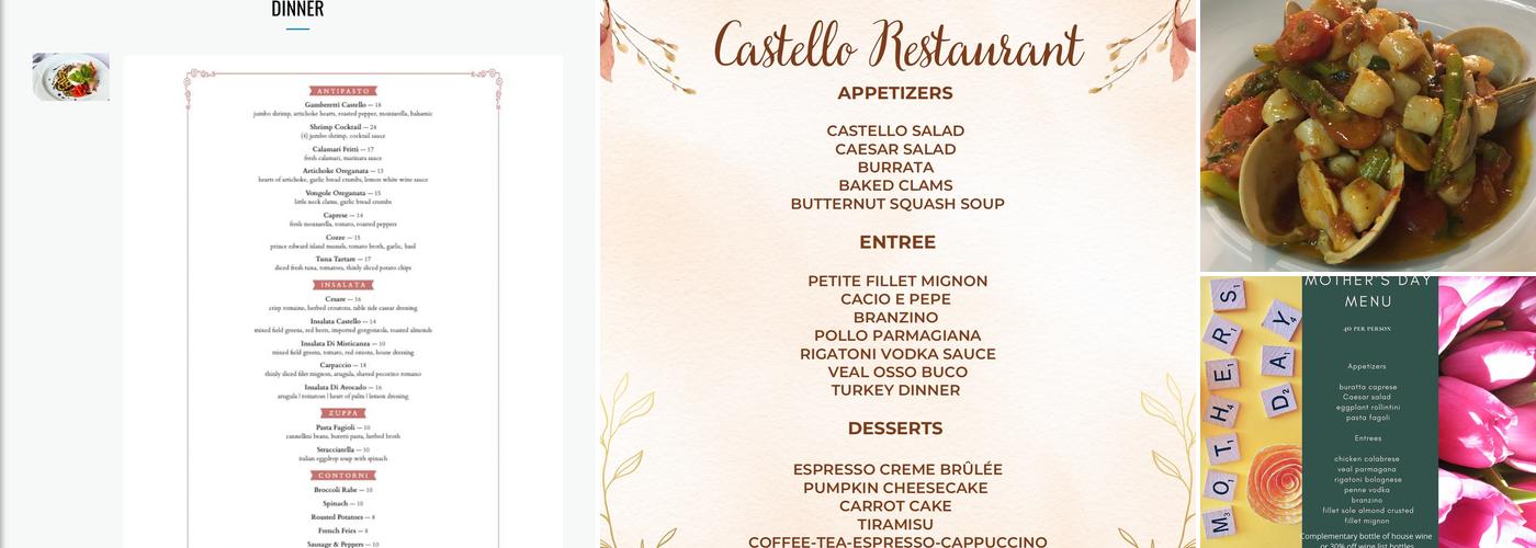 Castello Restaurant Menu
