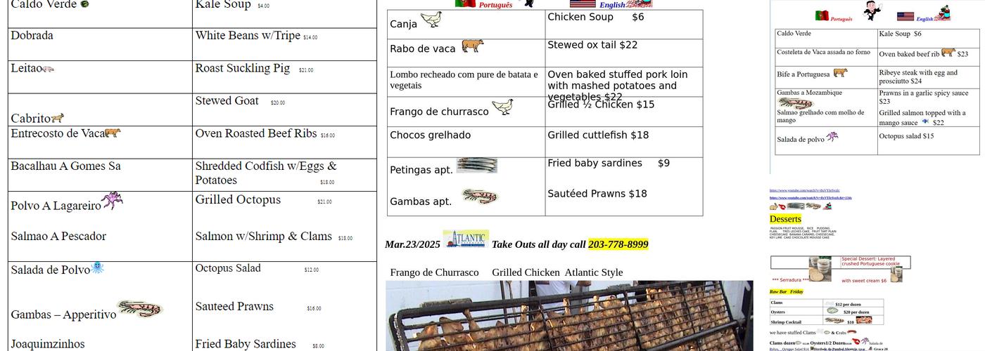 Atlantic Menu