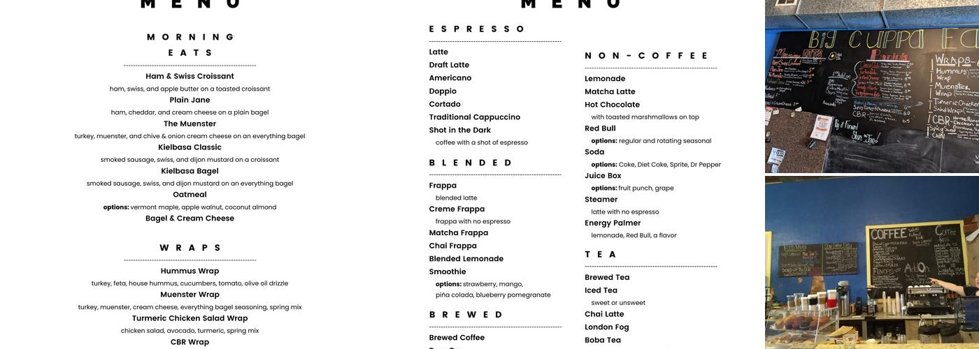 Big Cuppa Menu