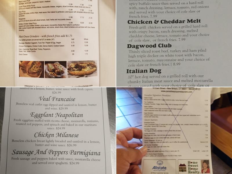 Paradise Pizza & Restaurant Menu