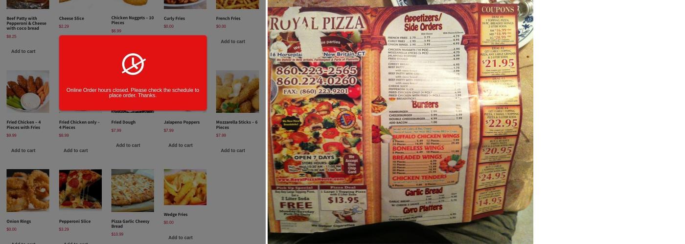 Royal Pizza House Menu