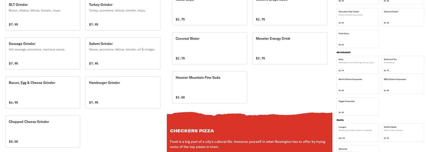 Checkers Pizza Menu